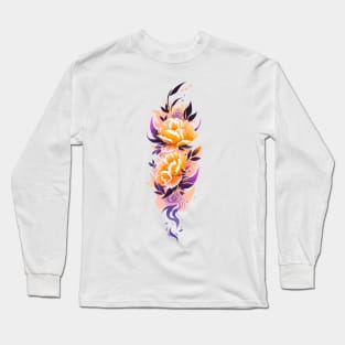 Blooming peonies watercolor tattoo Long Sleeve T-Shirt